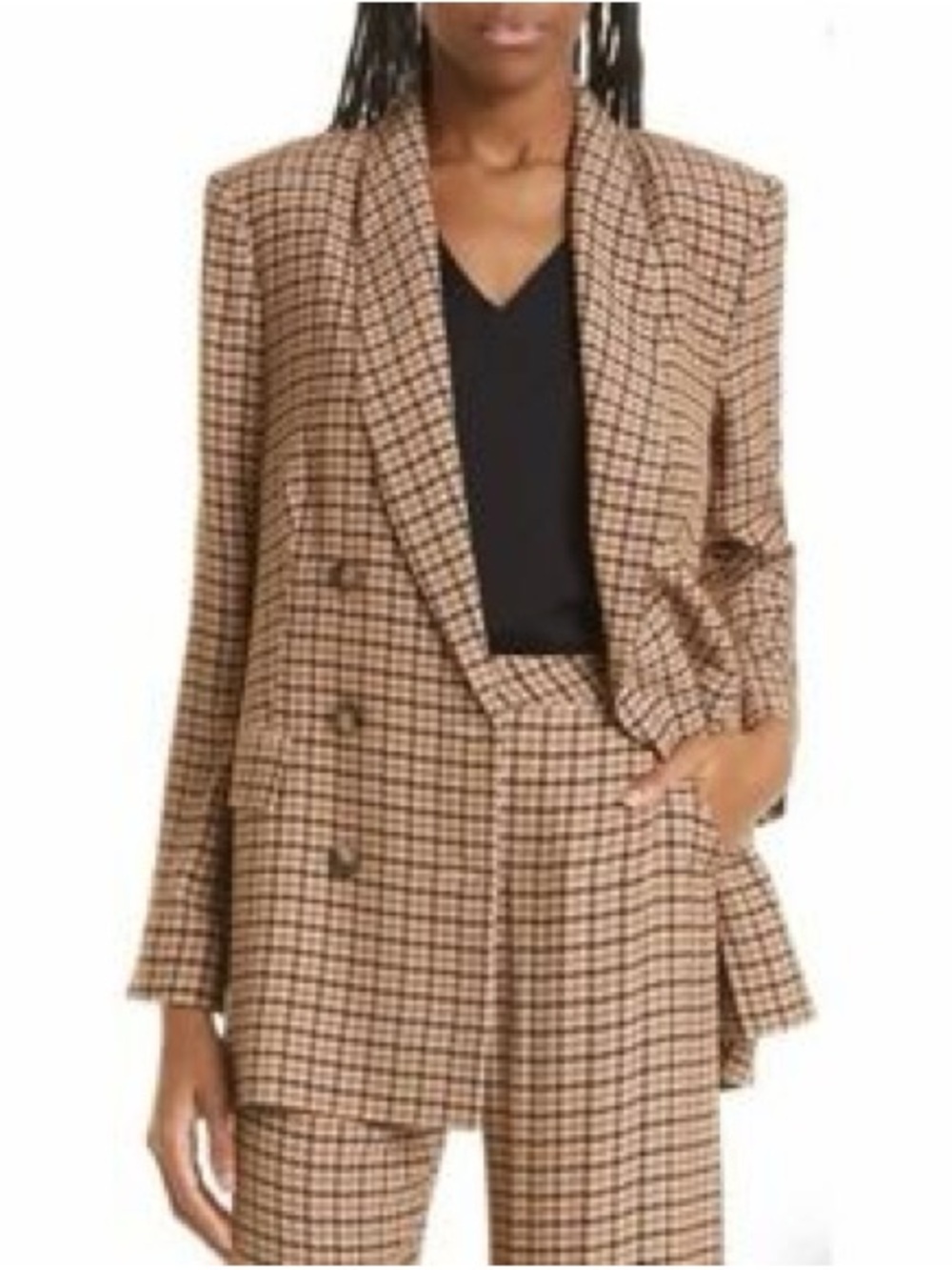 NWOT L’AGENCE Jayda Houndstooth Blazer Jacket - Brown Check